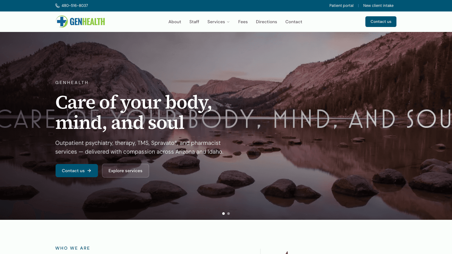 GenHealthAZ home page screenshot